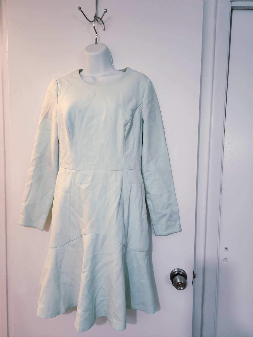 Long Sleeve A-Line Dress in Light Mint